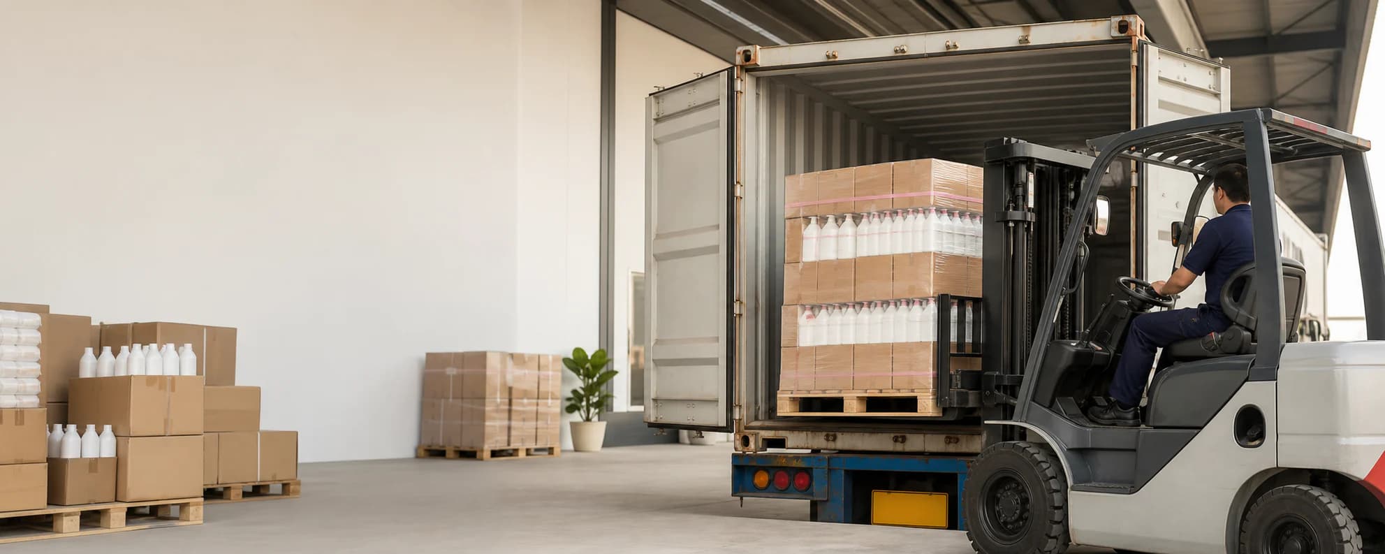 Consumer goods prepared for palletized container loading